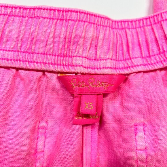 Lilly Pulitzer Size XS Taron Mid-Rise Linen Pant Bright Pink - Picture 2 of 8
